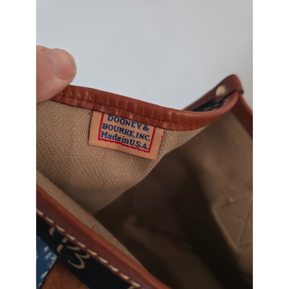 Dooney & Bourke Vintage Monogram Tote Bag Navy Blue Canvas - Picture 5 of 6